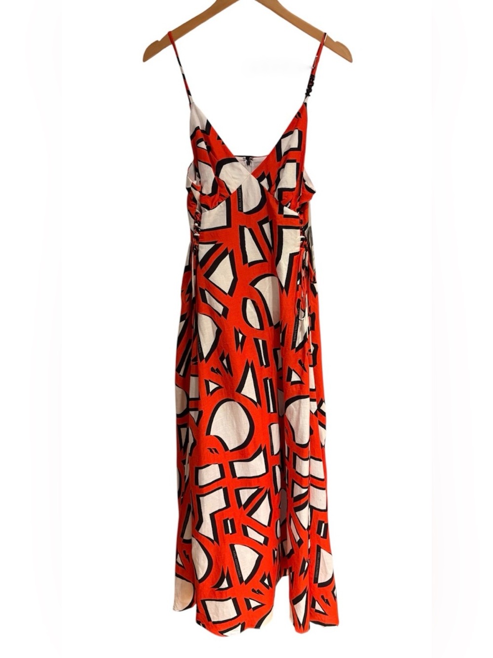 Karl Lagerfeld Paris NWT Abstract Geometric Lace-Up Maxi Dress - Size 14